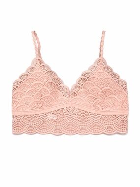 Free People Intimately Lace Crochet Bralette Pink Medium Boho Festival